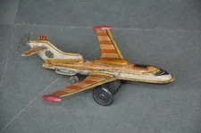 Vintage Friction Colorful Fine Litho Airplane Tin Toy,Japan?