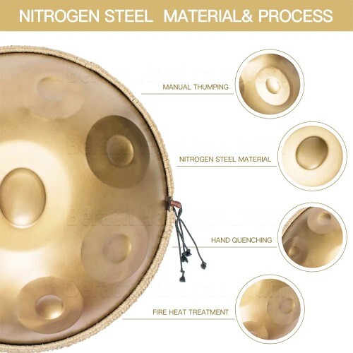 Handpan Drum 12 Note - 432Hz/440Hz, 55cm, Blu, Con Supporto E Battenti, Per Meditazione E Musica
