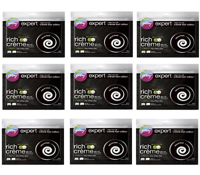 9X Godrej Expert Rich Crème Hair Colour, 20ml- Natural Black