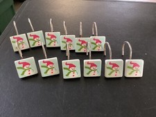  12 Snowman Shower Curtain Hooks Used 