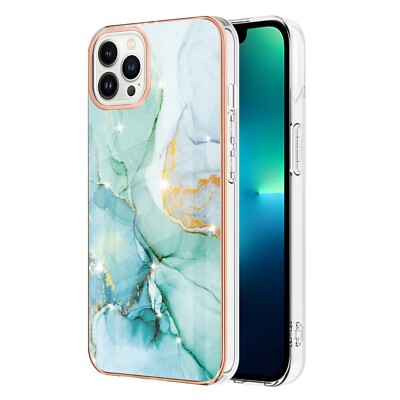 For Various Phone Marble IMD Plating Case ShockProof Silicone TPU Back Cover Hot