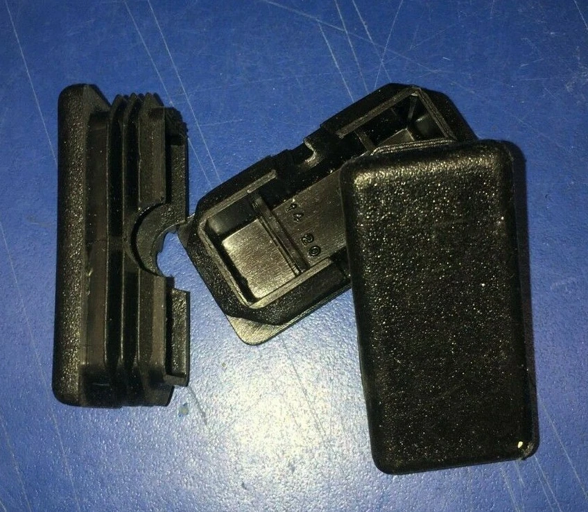 2.00" X 1.00" RECTANGULAR PLASTIC TUBE INSERTS END CAPS BLANKING PLUGS BLACK