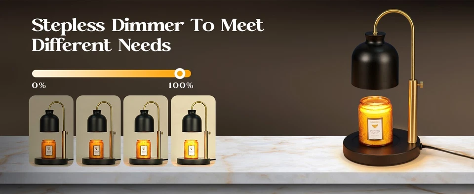 Candle Warmer Lamp, Glass Lamp Candle Warmer with Timer BLACK + Free Candle - Image 2 of 4