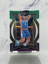 Spurs Panini Select 2024-25 De'Aaron Fox Green White Purple Prizm #3