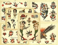 6 Sheets Brooklyn Joe Lieber Traditional Vintage Style 11X14 Tattoo Flash Set 26