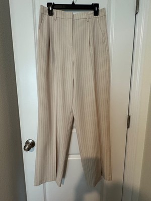New Vero Moda Women's Pinstripe Wide Leg Dress Pants- Beige Cream Size M/32