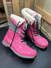 UGG Youth Girls Butte II Pink Patent Waterproof Snow Boots Size 6 UK 5 EU 36