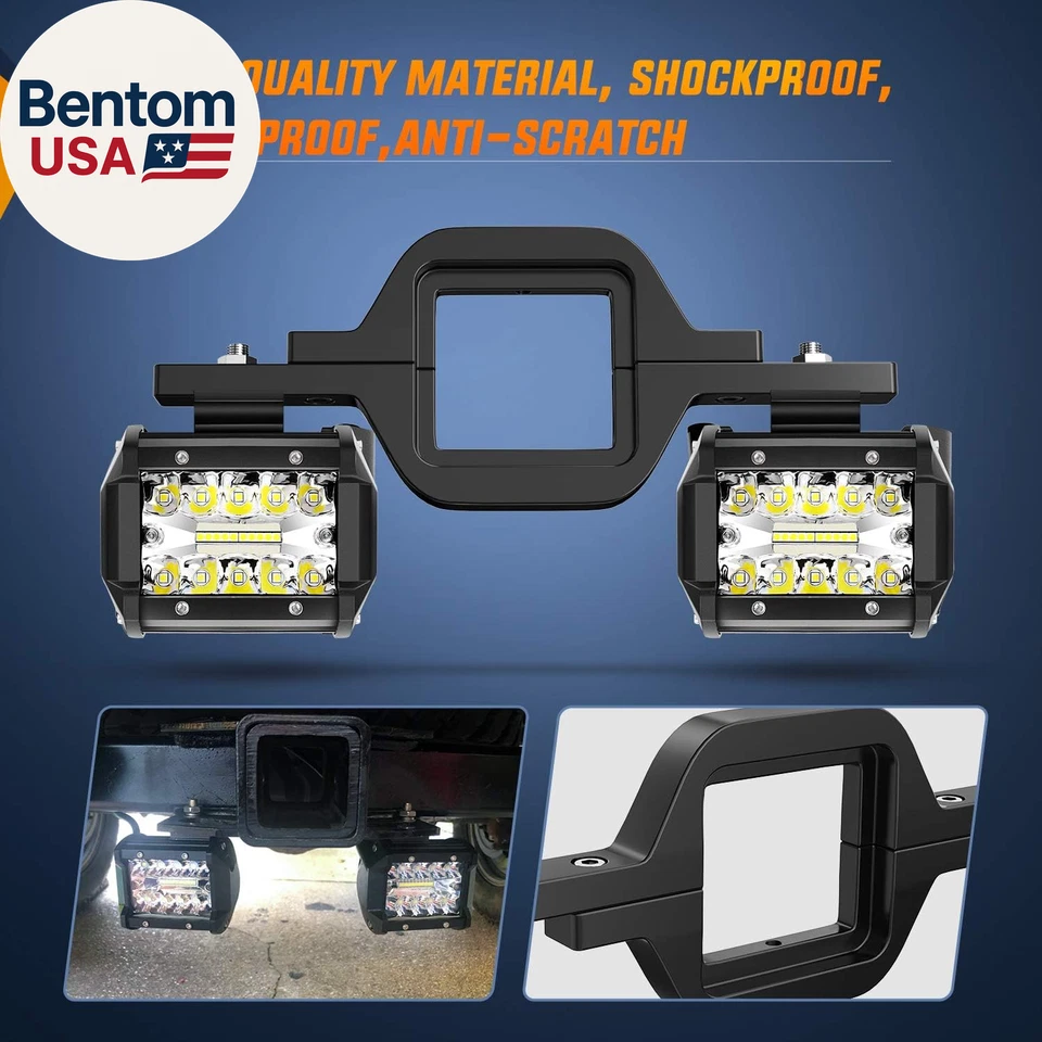 2 cápsulas LED de 4 pulgadas 60 W con soportes de montaje de enganche de remolque de 2 pulgadas reversa de respaldo Foto 4 de 4