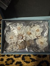 1830 Sweetv Bridal Hair Accessory Gold Pearl Rhinestones Comb Clip Flower