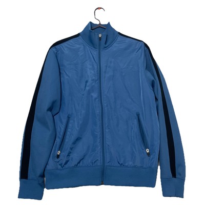 GAP Vintage Track Jacket Bomber style Banded Hem Steel Blue Knit/Poly Size Large