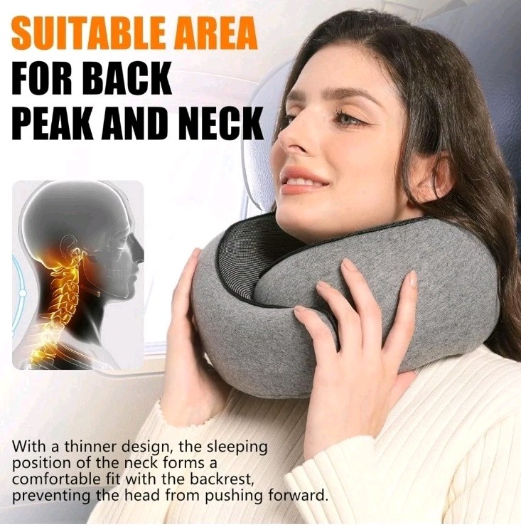 Memory Foam Travel Neck Pillow for Head Support and Comfortable Sleep