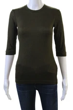 Toast Women Jersey T-Shirt Green 3/4 Sleeve Crew Neck Size XS