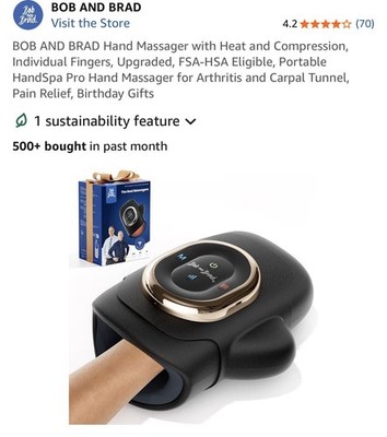 BOB AND BRAD Hand Massager with Heat and Compression, Individual Fingers