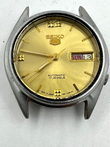 Seiko Watch 5 Automatic 17 Jewels 7009-3040 Men's Works Stops for repair Vintage