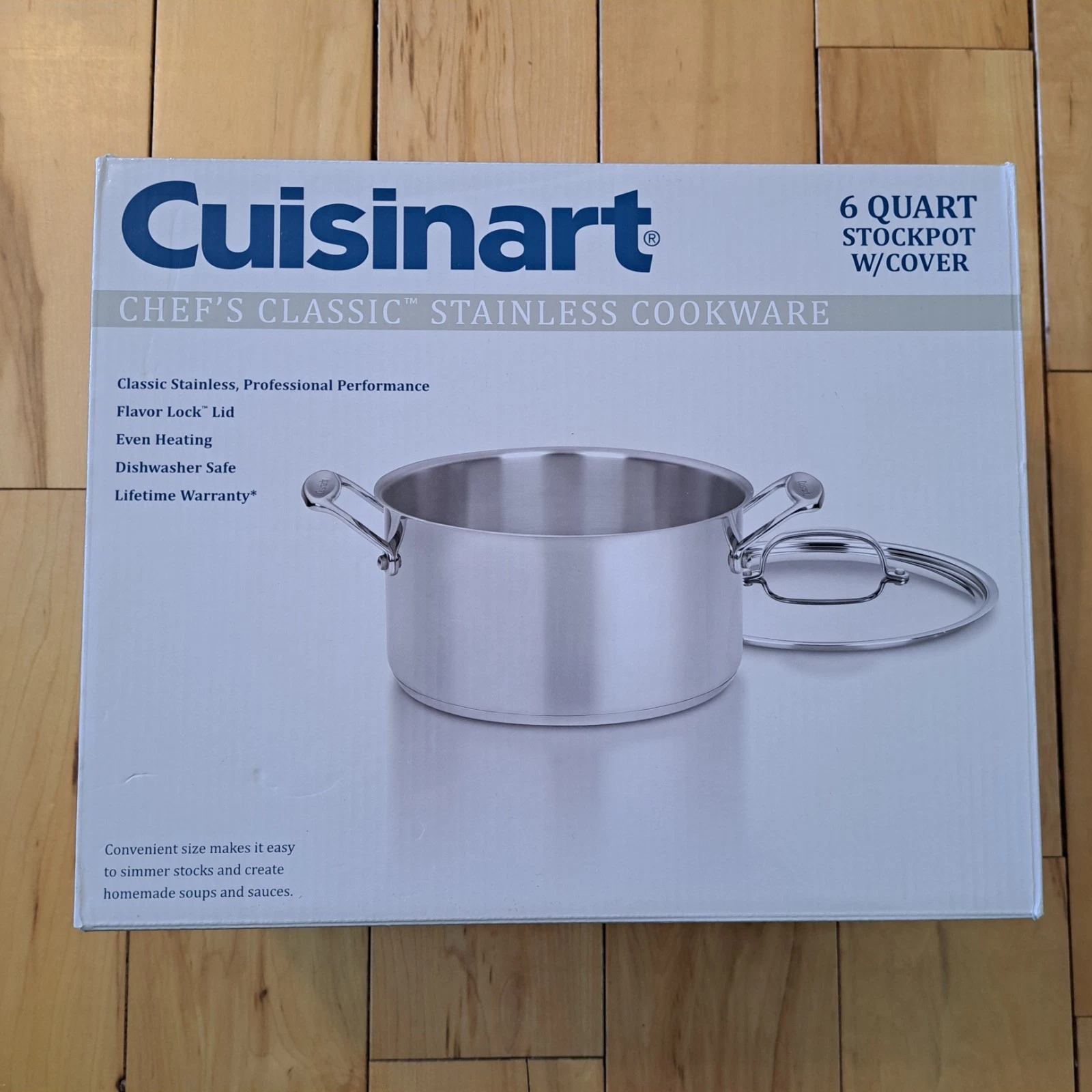 NEW CUISINART 6 QUART STOCKPOT W/ COVER Chef's Classic Stainless Cookware 774-24