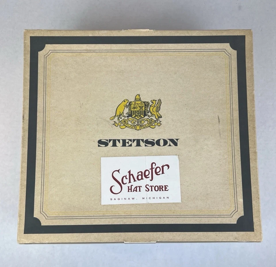 Chapéu social masculino vintage década de 1960 Stetson cinza feltro com fita caixa de penas couro  - Imagem 4 de 4