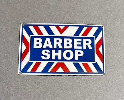 VINTAGE 12  BARBER SHOP STORE PORCELAIN SIGN CAR GAS TRUCK OIL MOTORCYCLE