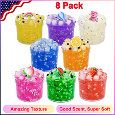 Jelly Cube Clear Slime Kit - 8 Pack for Kids, Crunchy Slime, Stress Relief Toy