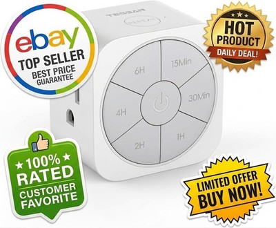 1 Pack 6H Countdown Timer Outlet 1875W Auto Shut Off for Lights Fan E-Bike