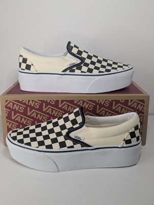 Vans Classic Slip On Stackform Checkerboard Black White Platform Women Size 8