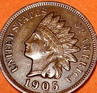 ■ 1905 INDIAN PENNY ONE CENT ☐ XF Full Liberty, Diamonds