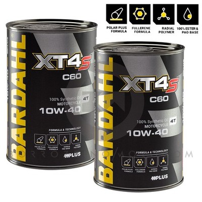 2 Lt Oil Plastic Motorcycle 4T BARDAHL XT4-S C60 10w40 Jaso MA2 Fullerene