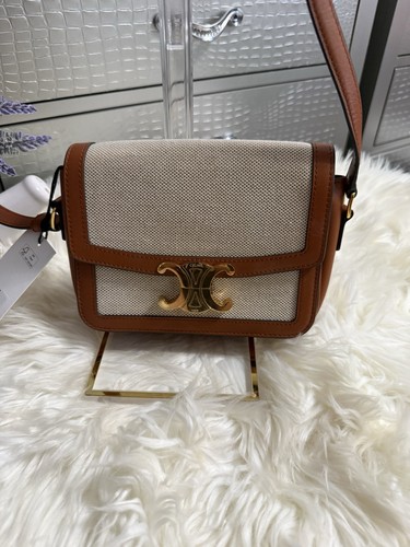 Celine Pre- Owned Triomphe Shoulder Bag Canvas with Leather Teen crossbody bag