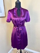 NWT Vintage 1990s GUESS Purple Satin Ruffle Dress | Y2K Party Dress | Size Med