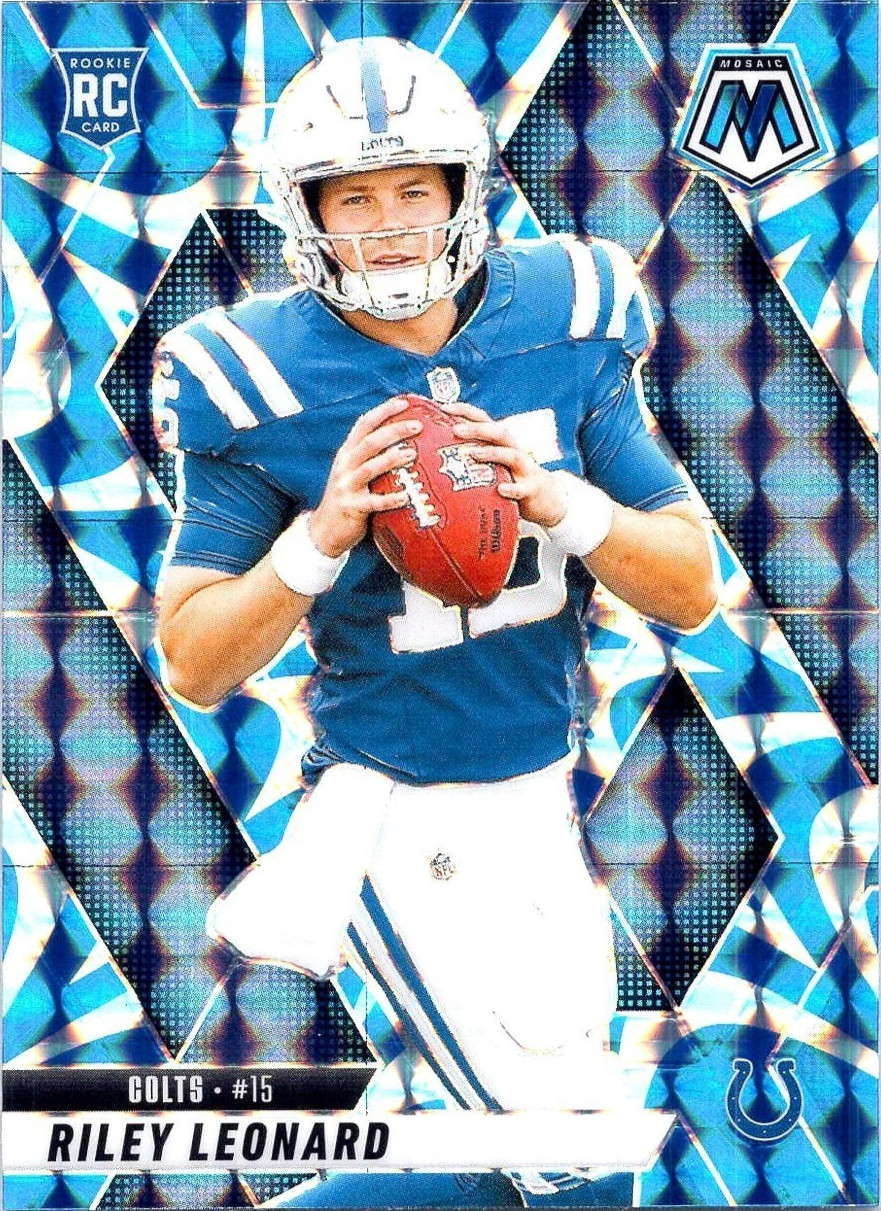 Riley Leonard 2025 Panini Mosaic Reactive Blue Prizm RC Rookie #372 Indianapolis
