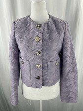MNG Mango Adri Lilac Houndstooth Cotton Jacket Medium Preppy