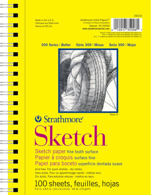 300 Series Sketch Pad 5.5''x8.5''   100 Sheets, Side Wire Artist Sketchbook
