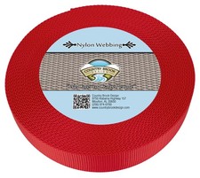 Country Brook Design 1 1/2 Inch Bright Red Heavy Duty Nylon Webbing, 5 Yards