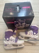 DBX Flash Adjustable Skate Set Purple Girls Size M 12k - 2 Skate Bag Elbow Pads