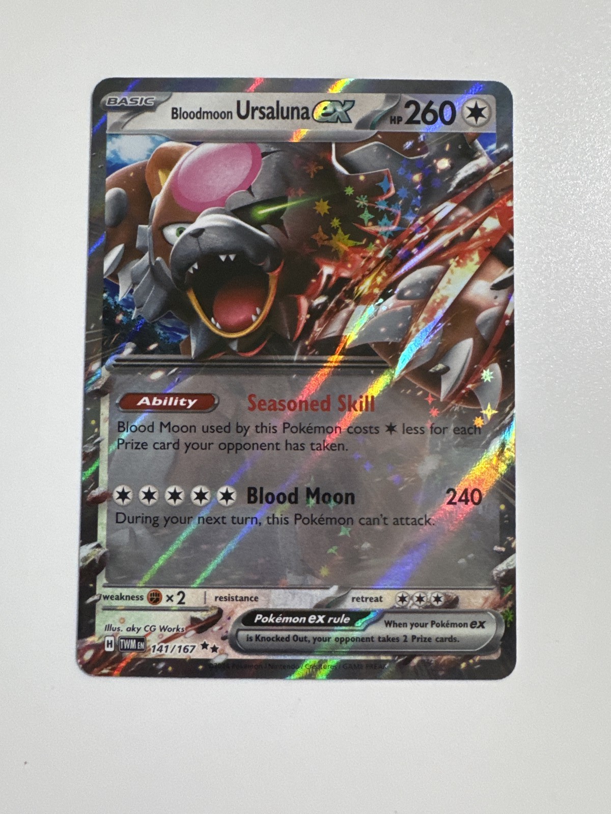 Bloodmoon Ursaluna EX Twilight Masquerade 141/167 Pokemon Card Near Mint