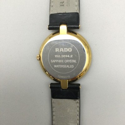 Rado Florence Womens Watch 32mm Black Gold Tone Leather 152.3694.2