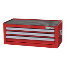 Westward 32H848 Westward Intermediate Chest, 3-Drawers, Powder Coated Red,