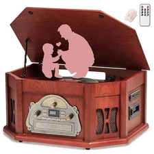 ORCC 10-in-1 Record Player, Nostalgic Turntable for Vinyl Record with Bluetooth