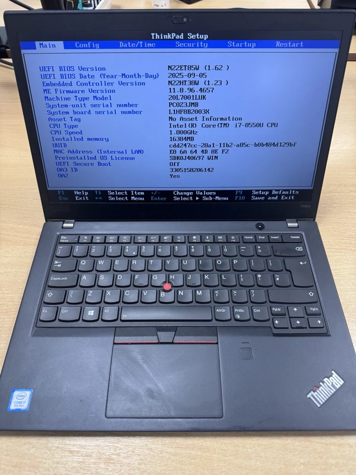Lenovo ThinkPad T480s · i7-8550U · 16GB · 512GB, photo 1 of 5