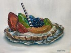 Oil Painting Fresh Fruit Tart Still Life Original Art Home Decor Kitchen Wall — photo 2