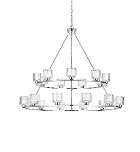 Elegant Lighting Cadence 48" Two-Tier Chandelier in Chrome - Picture 3 of 8