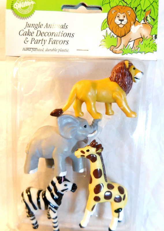 Vintage Wilton Cake Decorations Jungle Animals Party Favors 1994 Mint in Package