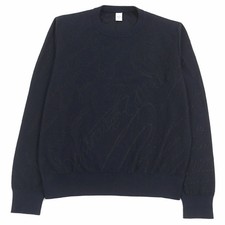 BERLUTI Men's Sweater 35 Silk Calligraphy Crew Neck Knit Navy M Italy