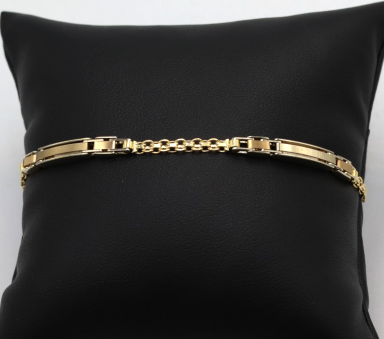 Men's Bracelet In Solid 18K Yellow And Rose Gold Vintage 90s Italy