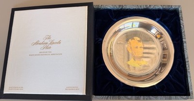 24K 925銀コルト45 フランクリンミント Abraham Lincoln Presidential Plate Sterling Silver 24K Gold