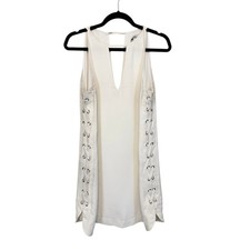 Parker Mini Dress Size S/M White Sexy Lace Up Sleeveless Deep V Back Boho Resort