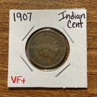 1907 Indian Head Cent Penny Nice U.S. 1c Type Coin (Raw6390) T