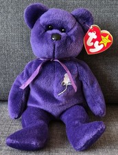 Rare Ty Beanie Babies Princess Diana Bear Purple Plush 1997