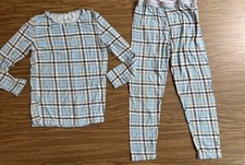 Bellabu Bear Pjs Kids Size 7/8 years Blue Checkered Bamboo
