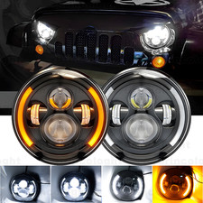 Pair 7 Inch Round Led Headlights High Low Beam For Jeep Wrangler Jk Tj Cj Lj
