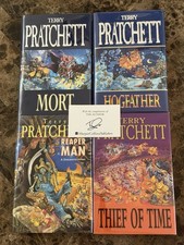 Terry Pratchett Mort Hogfather Reaper Man Thief Of Time Signed Plate Discworld